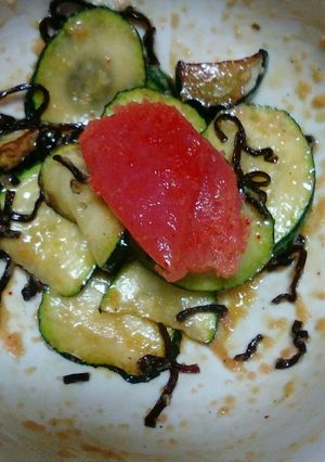 ズッキーニの塩昆布明太子マヨあえおつまみ-レシピのメイン写真