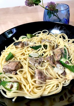 サバ缶とオクラのバター醤油パスタ-レシピのメイン写真