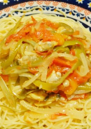 夏野菜たっぷりの冷たいパスタ・ボンゴレ-レシピのメイン写真