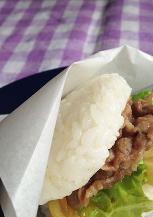 ポリで湯煎 豚丼の具で『ライスバーガー』-レシピのメイン写真