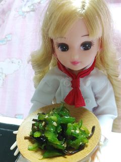 リカちゃんサイズ♡ピーマンの塩昆布炒めꕤ-レシピのメイン写真