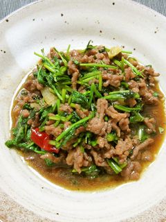 挽き肉とパクチーの炒めもの-レシピのメイン写真