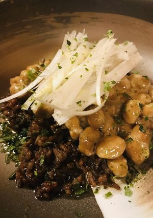 毎日の納豆●肉味噌と長ネギとあわせて-レシピのメイン写真