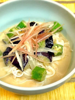 揚げ夏野菜の胡麻ダレそうめん-レシピのメイン写真