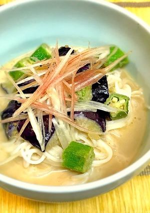 揚げ夏野菜の胡麻ダレそうめん-レシピのメイン写真