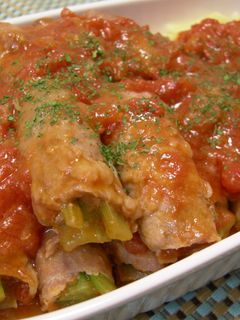 小松菜とえのきの豚肉巻き☆トマト煮-レシピのメイン写真