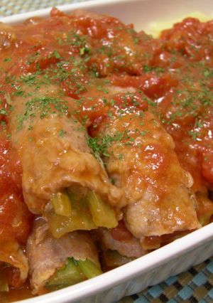 小松菜とえのきの豚肉巻き☆トマト煮-レシピのメイン写真