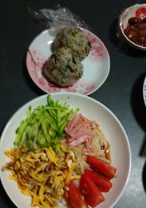 冷やしうどん&おにぎり-レシピのメイン写真