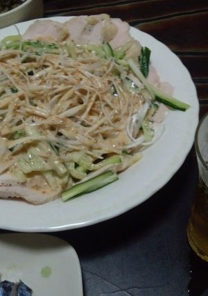 茹で鶏（ゴママヨ味噌ソース）-レシピのメイン写真