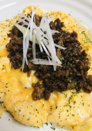 肉味噌をのせた●たまご焼き-レシピのメイン写真
