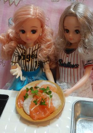 リカちゃん♡野球シリꕤべったらサーモン*-レシピのメイン写真