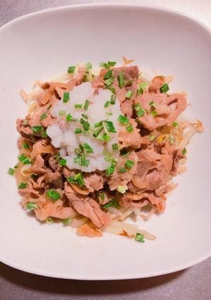 豚こま玉ねぎ&もやしサッパリおろしポン酢-レシピのメイン写真
