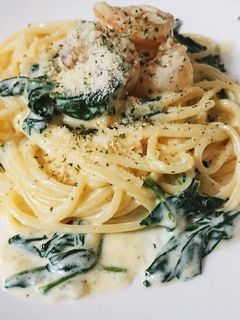 エビとほうれん草のクリームパスタ-レシピのメイン写真