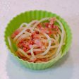 お弁当に、レンジで簡単、ベーコンパスタ
