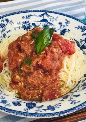 夏にぴったり！バジルとツナの冷製そうめん-レシピのメイン写真