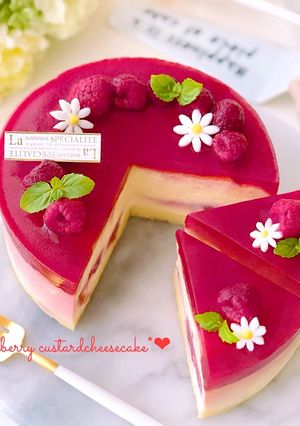ラズベリー♡カスタードチーズケーキ-レシピのメイン写真