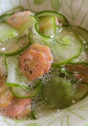 きゅうりと赤オクラの酢の物-レシピのメイン写真