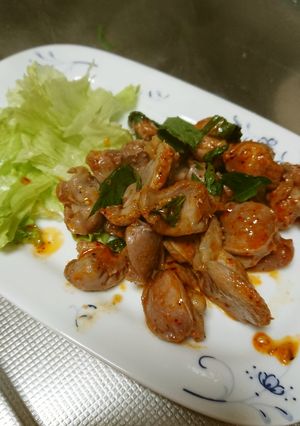★超簡単　砂肝のラー油炒め　大葉入り-レシピのメイン写真