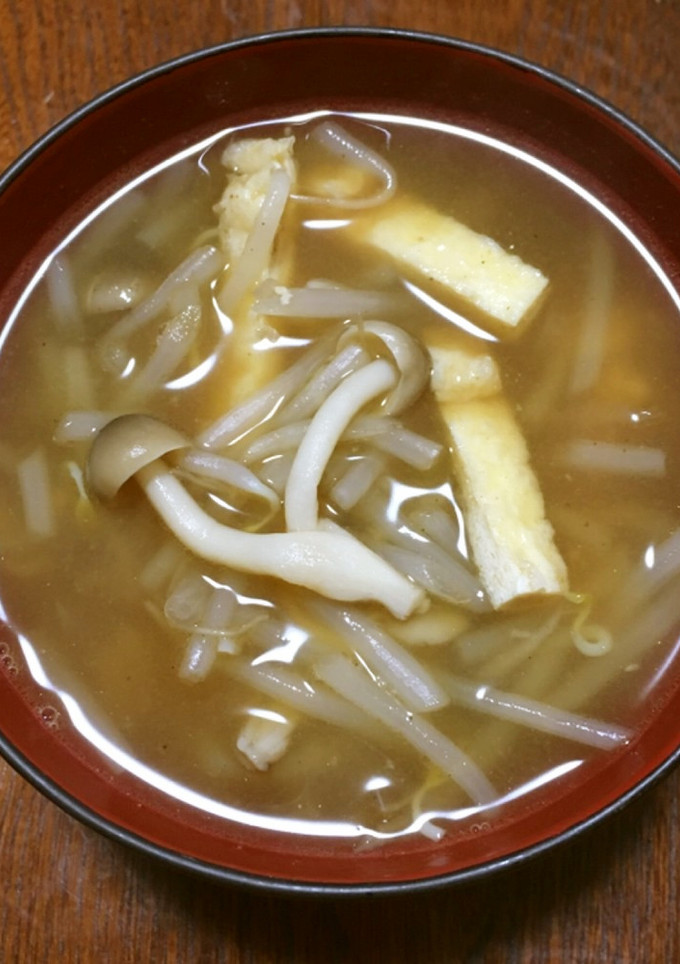 もやしとしめじと油揚げの味噌汁-レシピのメイン写真
