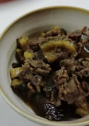 ゴーヤと茄子の牛肉煮(豚肉でも良い)-レシピのメイン写真
