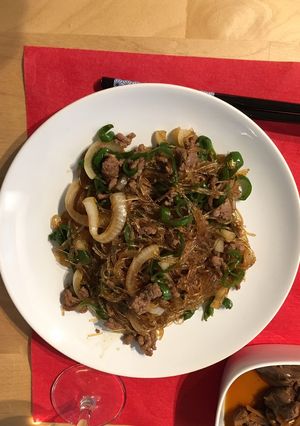 ひき肉ピーマン玉ねぎ春雨炒め-レシピのメイン写真