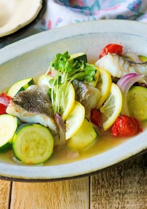 液塩で白身魚と夏野菜のアクアパッツァ風♪-レシピのメイン写真