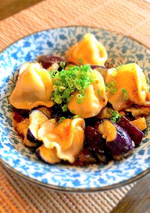 レンジで簡単！水餃子となすの中華ぶっかけ-レシピのメイン写真