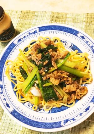 中華風牛肉と小松菜の焼きそば-レシピのメイン写真