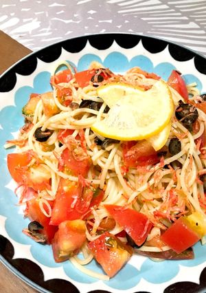 海老油香るアンチョビとトマトの冷製パスタ-レシピのメイン写真