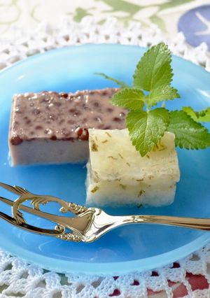 簡単！小豆ミルク＆レモンミント寒天♪-レシピのメイン写真