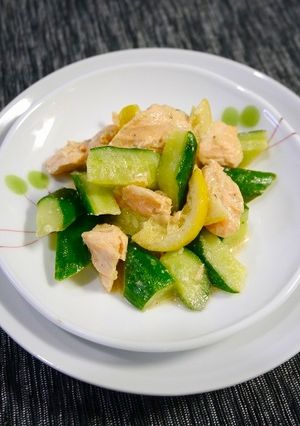 レンジで簡単！サーモンきゅうりの檸檬風味-レシピのメイン写真