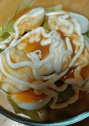 レタスとゆで玉子のサラダ　酢味噌だれ-レシピのメイン写真