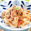 タラとナスの簡単トマトパスタ