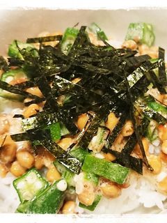 1人ご飯☆梅納豆オクラ丼-レシピのメイン写真
