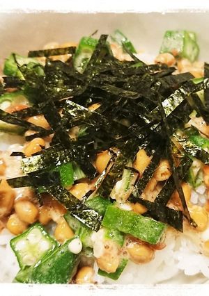 １人ご飯☆梅納豆オクラ丼-レシピのメイン写真