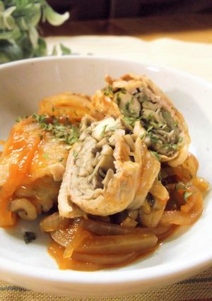 舞茸の豚肉巻き ケチャップ煮-レシピのメイン写真