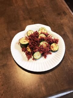 シンプル!ズッキーニのコンビーフ炒め-レシピのメイン写真