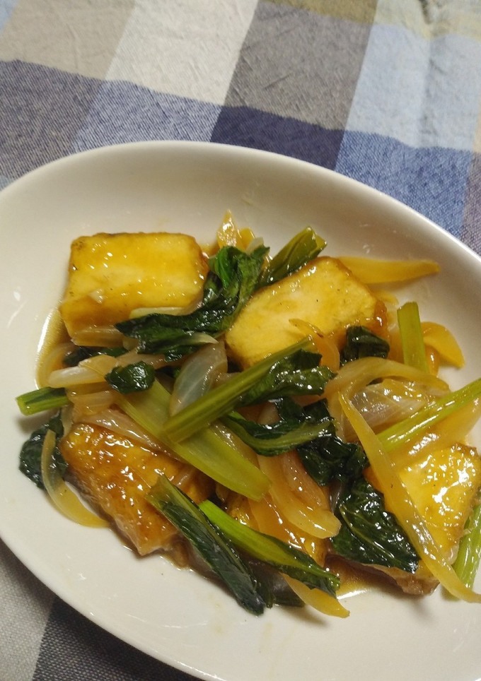 厚揚げ・小松菜・玉ねぎの炒め物-レシピのメイン写真