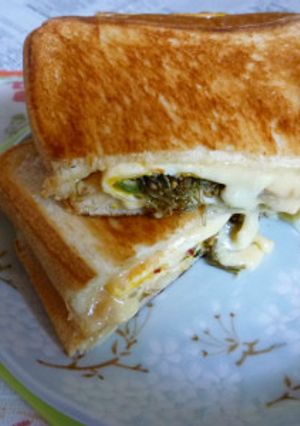 昆布ちりめん卵焼きのホットサンド-レシピのメイン写真