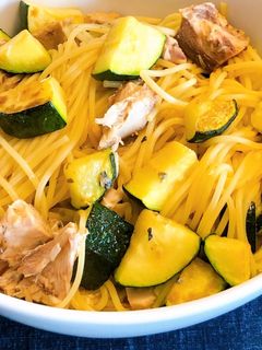 サバ缶とズッキーニの簡単和風パスタ-レシピのメイン写真