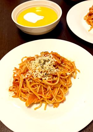 豚肉たっぷりアマトリチャーナ風-レシピのメイン写真