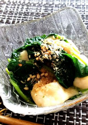 モロヘイヤと小町麩の酢の物-レシピのメイン写真