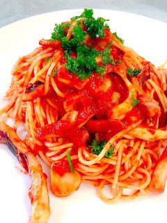 焼きイカのトマトパスタ-レシピのメイン写真