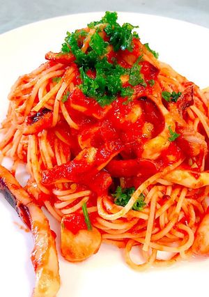 焼きイカのトマトパスタ-レシピのメイン写真