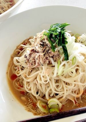 鯖缶で簡単♬鯖そぼろの豆乳味噌そうめん-レシピのメイン写真