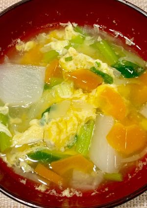 かぶ入りでお野菜たっぷりの中華卵スープ♪-レシピのメイン写真