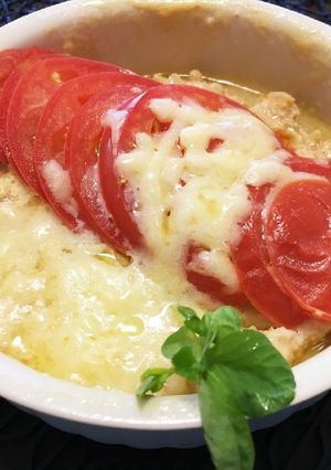 レンチン(6分)♥️トマトonハンバーグ-レシピのメイン写真