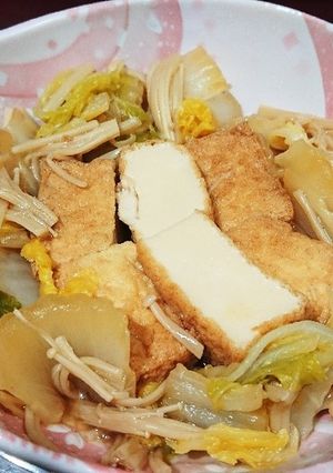 超簡単☆くったくた白菜と絹揚げの煮物-レシピのメイン写真