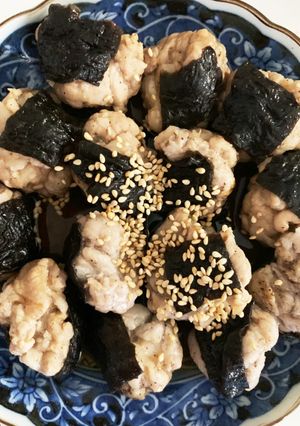 レンジで豚こまミートボール(磯辺焼味)-レシピのメイン写真