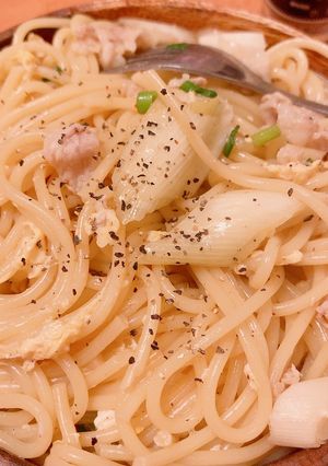 豚バラネギ卵パスタ-レシピのメイン写真